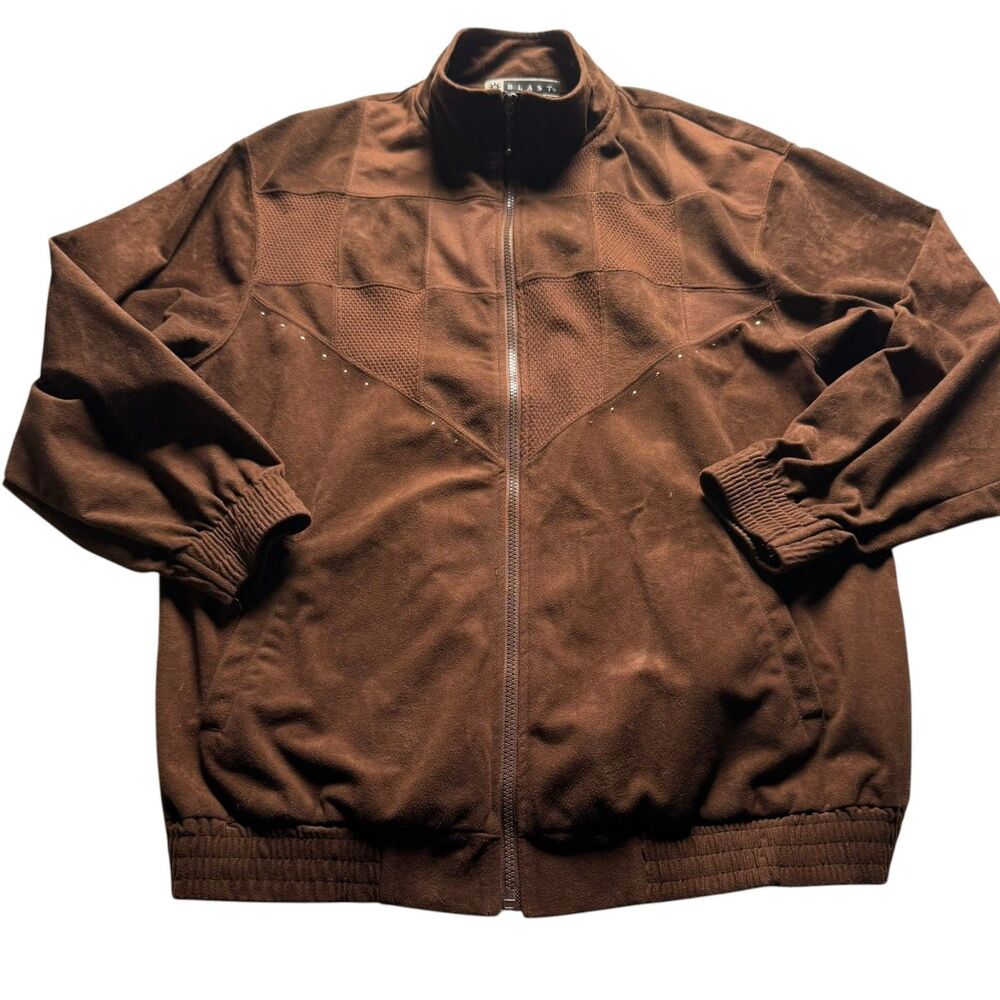 Vintage BLAST Brown Textured Zip Jacket Women’s M Studded Patchwork